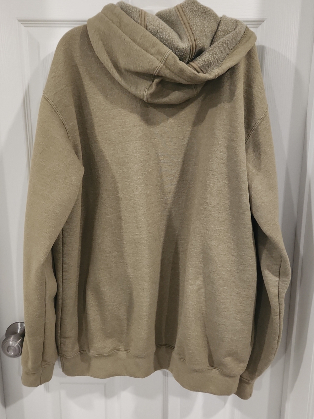 Carhartt Hoodie Sweatshirt Mens Medium Green Loose Fit Yellow Logo On Sleeve - Picture 4 of 5